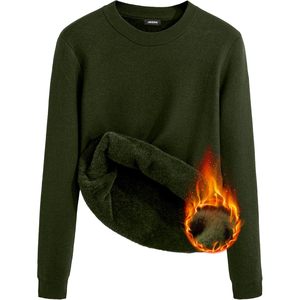 FOXA <b>Men's</b> Fleece Winter Sweater Heavy Weight Crewneck <b>Pullover</b> Knit Slim Fit Soft Comfy Sweaters - Product Image 5