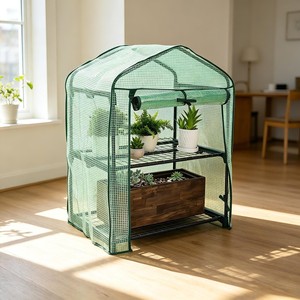 <span class=keywords><strong>Mini</strong></span> <span class=keywords><strong>serre</strong></span> à 2 niveaux H94cm avec couverture en PVC imperméable, structure en acier et porte enroulable pour la culture de semis et de plantes - Product Image 1