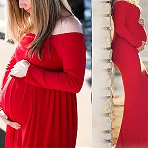 <span class=keywords><strong>Ropa</strong></span> de maternidad europea y americana <span class=keywords><strong>para</strong></span> mujer, vestido Sexy de manga larga con escote y cola ajustada - Product Image 6
