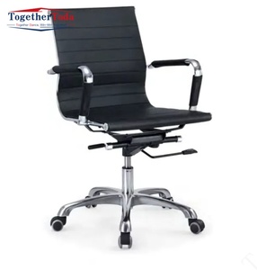 Chaise de bureau ergonomique pivotante réglable en hauteur, en maille, avec revêtement en cuir PU, pour le bureau, les affaires et le commerce - Product Image 3
