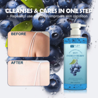 Sabun Mandi Wangi Blueberry 500ml, Sabun Mandi Cair Isi Banyak Mengandung Asam Amino untuk Wangi yang Segar dan Menenangkan Kulit, Logo Custom