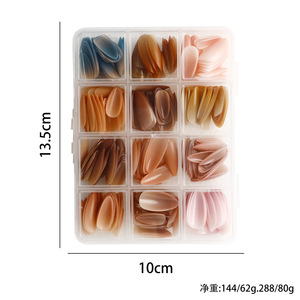 Faux ongles en amande à pointe courte, couvrance totale, style français, en ABS, à presser, pour salon de manucure - Product Image 6