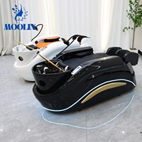 MOOLIN Station de lavage et de massage capillaire japonaise avec chaise de thérapie pour la tête, vapeur et hydrothérapie, lit de shampoing massant