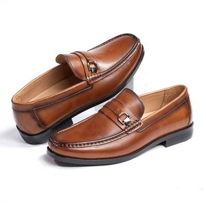 Handcrafted High Quality Retro Casual <b>Shoes</b> Rounded Toes Men's Wedding Banquet Dress Waterproof <b>Height</b> <b>Increasing</b> Slip-On Autumn - Product Image 4