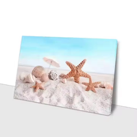 Impression sur toile moderne personnalisée, sans cadre, peinture abstraite de plage avec étoiles de mer, déroulée dans un tube pour la décoration murale de la maison
