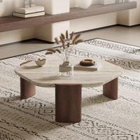 Table basse moderne de luxe en bois massif et verre noir, mobilier portable pour salon