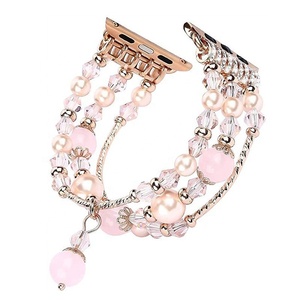 <span class=keywords><strong>Correa</strong></span> de <span class=keywords><strong>Reloj</strong></span> de Acero Inoxidable con Cuentas de Perlas de Lujo Transpirable para Mujer, para <span class=keywords><strong>Reloj</strong></span> y <span class=keywords><strong>iPhone</strong></span>, con Cierre de Mariposa - Product Image 3