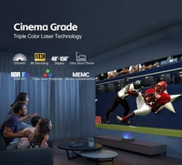 Proyector UST Láser 4K Full HD 1080P de Tiro Corto, Tricolor, Certificado por Google TV, para Cine en Casa 3D, Videojuegos, Wifi, Películas, Uso en Exteriores