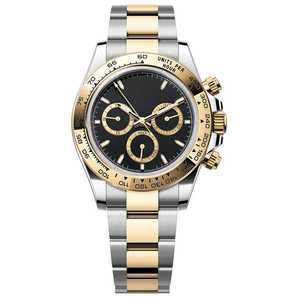 Montres mécaniques de luxe pour hommes, boîtier en or rose de 40 mm, mouvement 7750, cadran <span class=keywords><strong>noir</strong></span> brillant, <span class=keywords><strong>bracelet</strong></span> en acier inoxydable de haute qualité, en ligne - Product Image 4