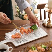 Luxe bladsvormige glazen serveerschaal, golvende fruitschaal, decoratieve dessert schaal, gekleurd serviesgoed voor restaurants