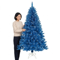 Blauer Beflockter Künstlicher Weihnachtsbaum PVC Schneebedeckter Festtags-Dekorationsbaum Moderner Luxusbaum für Innenbereich