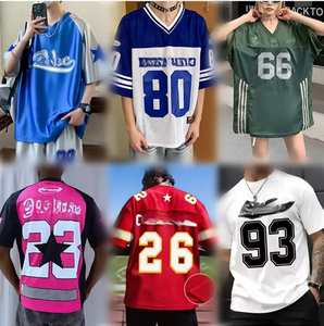 เสื้อผ้าจีนสต็อก<span class=keywords><strong>ส</strong></span>่วนเกิน เสื้อฟุตบอลอเมริกันยุโรป ผ้าฝ้ายตาข่าย เสื้อกีฬา - Product Image 1