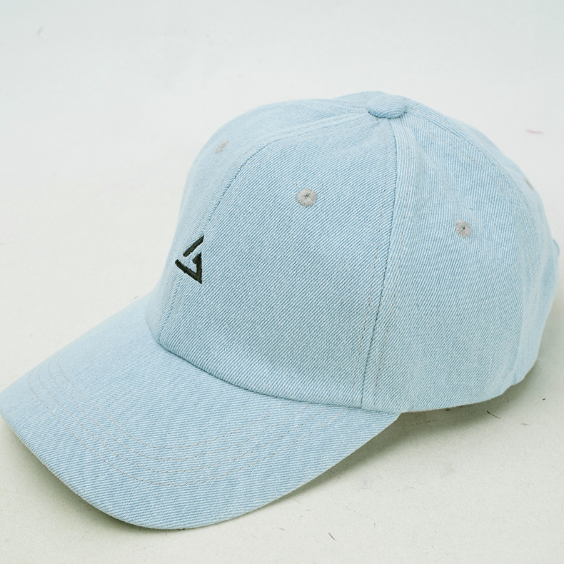 Lucky Triangle Logo Embroidery Denim Blue Sun Hats for All