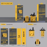 Cargador de teléfono móvil de carga rápida GAN de 120W QC3.0 4 puertos USB tipo C PD adaptador de pared enchufe UE/EE. UU./Reino Unido con juego de cables 4 en 1 carga