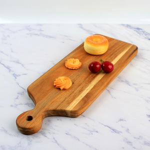 Rectangular Acacia Wood Cutting Board With Handle 42x15x1.8cm <b>For</b> Home Use Fruit Tray - Product Image 4
