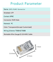 Connecteur modulaire RJ45 Cat6 prêt pour le Gigabit Lan, 8P8C, câble Ethernet UTP, contacts en bronze phosphoreux, boîtier PC