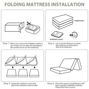 Colchón Plegable de Espuma Viscoelástica Triple, Colchón Plegable con Funda Extraíble y Lavable, Colchoneta para Dormir en el Suelo - Product Image 3