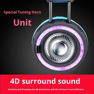 Meisade H7 Over-Ear Computer <span class=keywords><strong>Gaming</strong></span> Auriculares Esports Bass Auriculares con micrófono para PUBG Luminous Internet Cafe para <span class=keywords><strong>JBL</strong></span> - Product Image 2