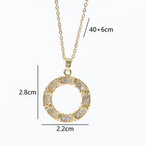 <b>Dainty</b> 14K <b>Gold</b> Plated Circular Pendant Necklaces Round Cubic Zircon Love Knot Pattern Open Back Adjustable <b>Rings</b> Jewelry Set - Product Image 5