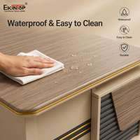 Bureau de direction moderne Ekintop avec finition blister, table de direction à poser au sol avec tiroirs de rangement pour le bureau