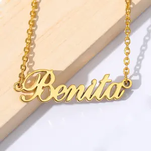 Personalized Custom Name Necklace For Women Stainless Steel Gold Chain Choker Necklaces Jewellery Collar BFF Accessories femme