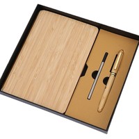 Ensemble cadeau de carnet à couverture rigide en bois écologique, logo personnalisé, impression sérigraphique, souvenir d'entreprise