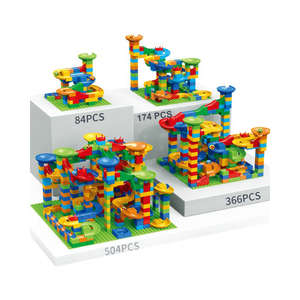 ELI TOYS Juego de construcción DIY de tamaño pequeño, bloques de carrera de mármol de plástico con tobogán de embudo, modelo de juguete para niños, pista de tobogán variada - Product Image 3