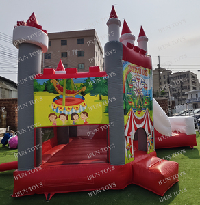 Château gonflable commercial avec toboggan, thème cirque, pour location événementielle, en PVC 0,55 mm - Product Image 6