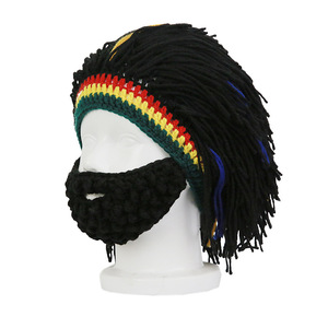 Popolare cappello lavorato a maglia <span class=keywords><strong>pazzo</strong></span> creativo savage stage performance cappelli di parrucca di lana fatti a mano divertenti berretti di baffi all'uncinetto di lana - Product Image 4