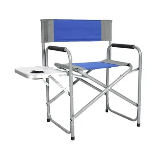 Kursi kompak Logo kustom dengan meja teh warna ganda memblokir ringan lipat kursi sutradara logam