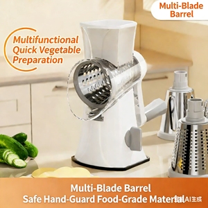 Utensilio de Cocina Multifuncional 3 en 1, Rallador, Picador y Rebanador de Verduras, Automático, de Acero Inoxidable y Silicona, Portátil - Product Image 3