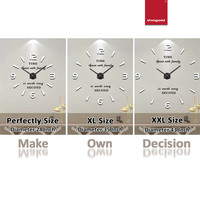 Grand miroir décoratif mural DIY en acrylique blanc, minimaliste, moderne, sans cadre, silencieux, à quartz analogique, effet miroir surdimensionné, fonctionnant sur piles