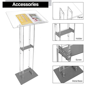 Acrylic bục đứng với kệ lưu trữ rõ ràng lecterns hiện đại cho đám cưới giáo viên lớp học S chuyên nghiệp trình bày - Product Image 2