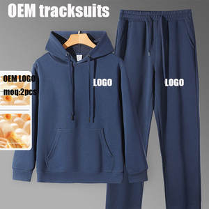Özel kapşonlu Hoodie ve Jogger seti ter pantolon ve tişörtü 2 parça Sweatsuits Unisex boş eşofman erkekler Sweatsuits - Product Image 2