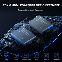Extensor de Fibra Óptica KVM HDMI USB HD de 20KM, 1080P, 60Hz, Transmisor y Receptor de Video y Audio, Compatible con Fibra Óptica TCP/IP