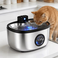 Fontaine à eau pour animaux de compagnie NicePets en acier inoxydable 304 |   Séparateur eau-électricité sans fil |   Fontaine silencieuse anti-brûlure à pompe pour chats et chiens