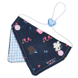 Bavoir pour animaux de compagnie en denim imprimé patchwork, double couche, réglable, pour chiens de petite à moyenne taille, écharpe triangulaire - Product Image 2
