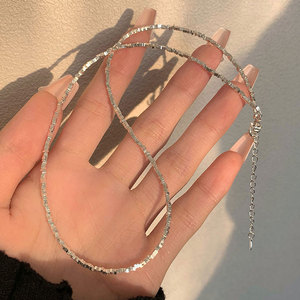 Collar de Plata de Ley 925 para Mujer, Diseño de Nicho, Sensación de Alta Gama, Hecho a Mano con Cuentas, Plata Irregular Ligera para Bodas - Product Image 1