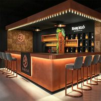 Design de comptoir de bar luxueux haut de gamme pour cafés, magasins de détail, salles d'exposition, restaurants, boîtes de nuit, en marbre et pierre avec éclairage LED