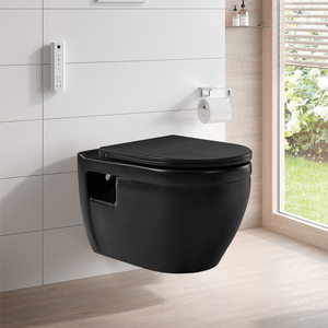 Cuvette de toilette allongée <span class=keywords><strong>murale</strong></span> noire de salle de bains à double <span class=keywords><strong>chasse</strong></span> <span class=keywords><strong>d</strong></span>'<span class=keywords><strong>eau</strong></span> avec haute performance par gravité - Product Image 5