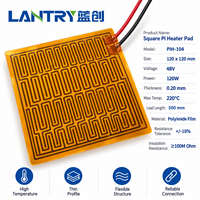 Plaque chauffante carrée PI 120x120mm 48V 120W 220°C, élément chauffant flexible à haute température en film polyimide mince