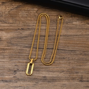 Collar de Acero Inoxidable Pulido con Colgante Geométrico Ovalado, Rectangular y Romboidal para Hombre, Joyería Simple y Minimalista, <span class=keywords><strong>Verano</strong></span> 2023 - Product Image 6