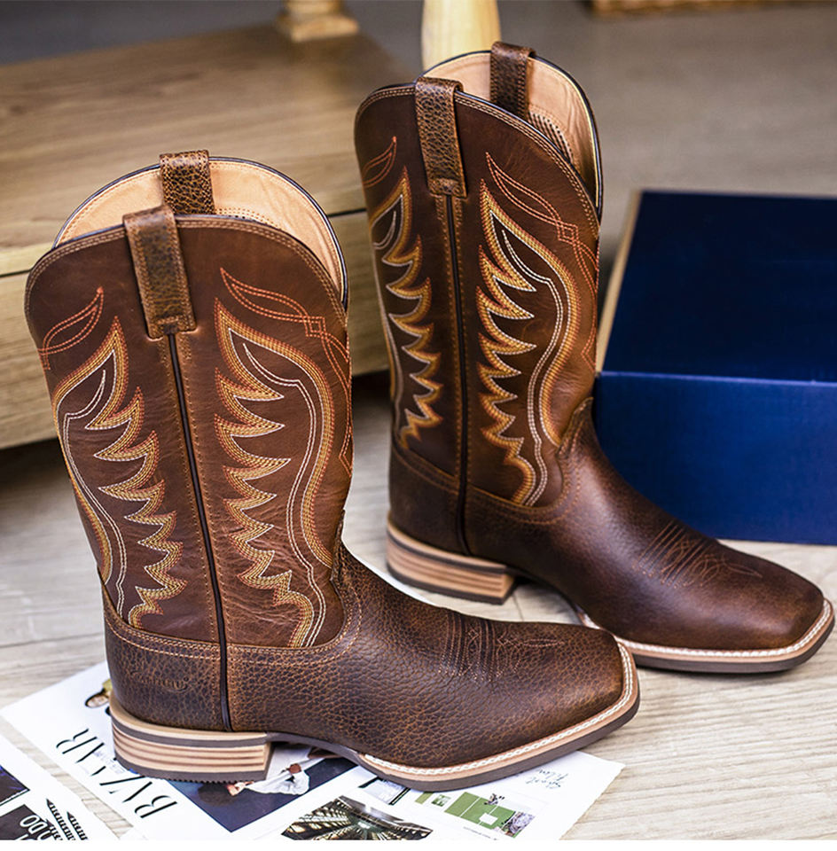 Goodyear Welt Cowboy Boots Shoes Factory Custom Top Quality Cow Leather Western Cowboy Boots Mens Mexico Design Men Boots