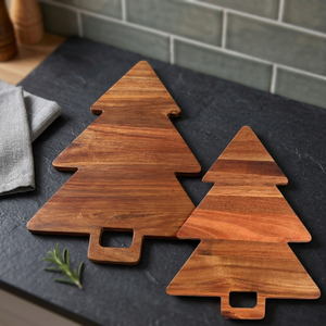 Juego de tablas de cortar de madera con forma de árbol de Navidad, con mango, ecológicas y aptas para lavavajillas, para uso en la cocina - Product Image 3