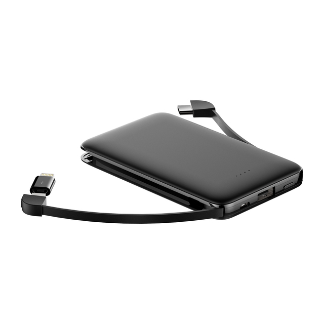 Mini Fast Charging Mini Power Bank 5000mah with Cable Small Built in Cable