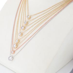 Ajuste de bisel clásico 18K oro 40 + 5cm COLLAR COLGANTE 0,3 0,5 0,6 0,7 1 2 quilates corte redondo D VVS2 collar de diamantes cultivados en laboratorio - Product Image 2