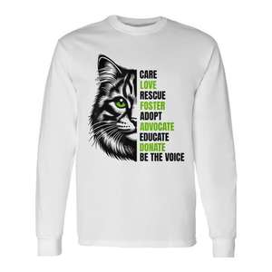 T-shirt à manches longues pour les amoureux des chats, Care Love Rescue Foster Adopt Advocate Educate Donate Be The Voice - Product Image 1