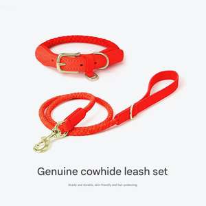 Conjunto de Correa para Perro de Cuero de Primera Calidad, Colorido y Superventas, Collar para Mascotas de Piel de Vacuno Genuina Nappa, Correa para Perro - Product Image 2