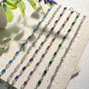 Pulsera de tenis de circonita de cristal al por mayor, chapada en plata de 18k, ajustable para mujer, moderna, a la moda, regalo de joyería para boda - Product Image 3