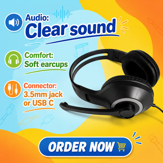 3.5mm Jack Headband Over-ear Wired Headphones Stereo Sound Headphones Gaming Headset with Microphone